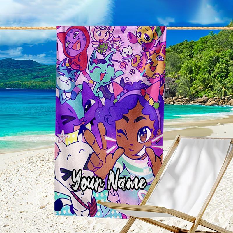 Custom Name Ultra-Soft Beach Towel with Gabby Theme,Ideal for Pool - Camping, Diving - Perfect Travel Essential, Vibrant Beach Towel.