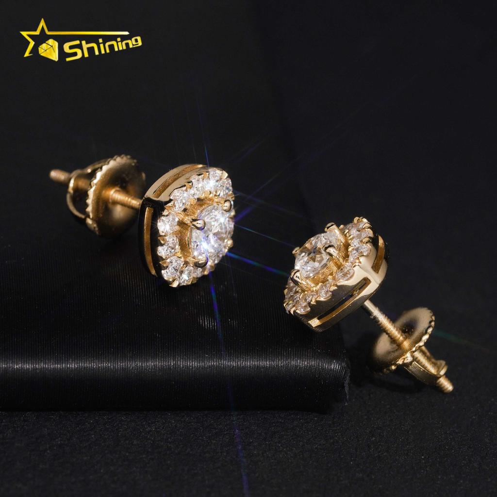IGI Certificate Classic Style Men Jewelry 925 Sterling Silver 8mm Square Halo Lab Grown Diamond Lab Diamond Stud Earrings