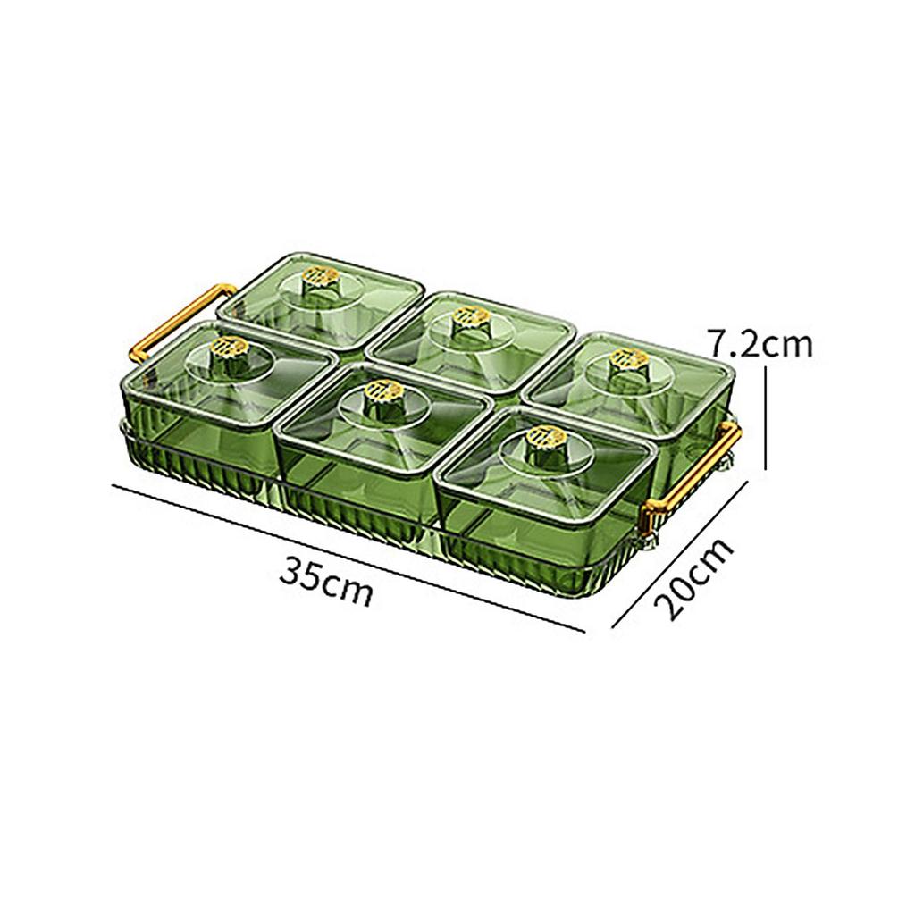 Портативный поднос для сухофруктов, коробка для хранения конфет, поднос для закусок и фруктов, нескользящий, с разделителями, поднос для закусок и фруктов с крышкой, простой в использовании