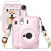 Kinokoo Instax Mini 12 Case, Fujifilm Instax Mini 12 Clear Case with Film Storage Pocket and Shoulder Strap