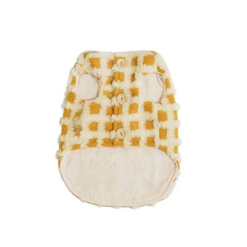 Winter Plaid Pet Vest Warm Clothes Cats Dogs British Shorthair Ragdoll Sleeveless Apparel Small Pets