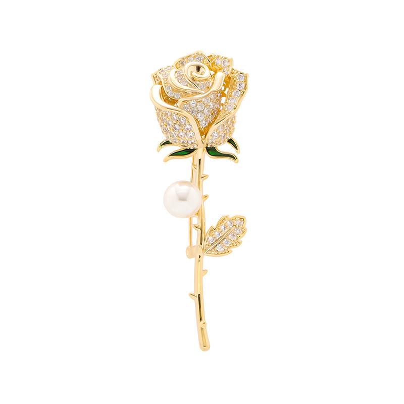 UNVAK Cherry Blossom Brooch Pin For Women - 18k Gold Plated Rhinestone Flower Lapel Pin Gift