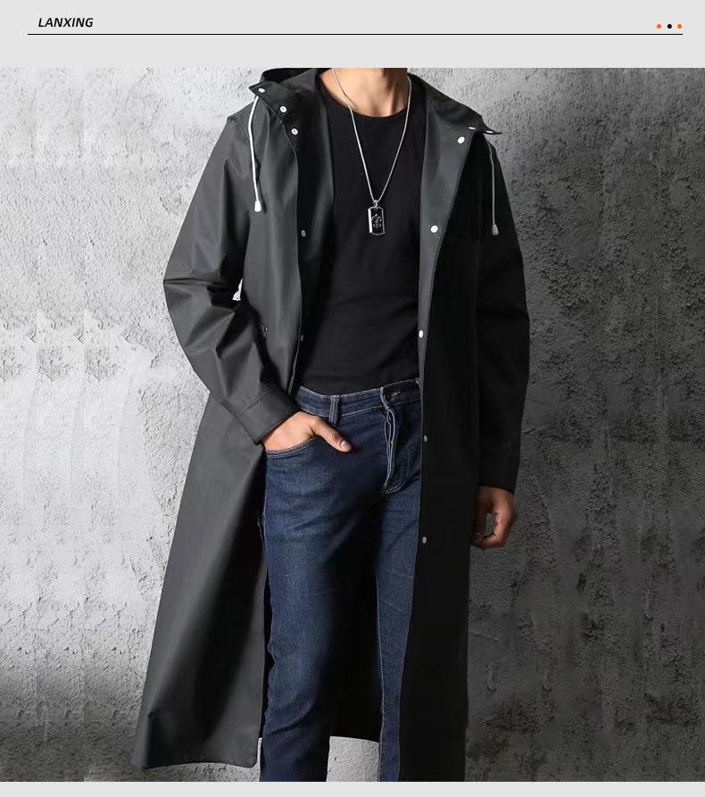 Черный взрослый водонепроницаемый дождевик-пончо с капюшоном в стиле тренча, очень длинный и плотный, в наличии