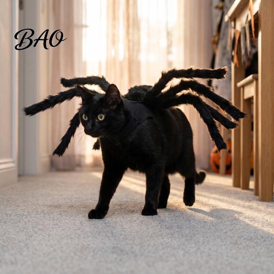 Pet Spider Suit Halloween Costume for Small Dogs Cats, Cat Cosplay Outfit with Horror Themed Wear Adjustable Straps Spooky Holiday Party Dress Up And