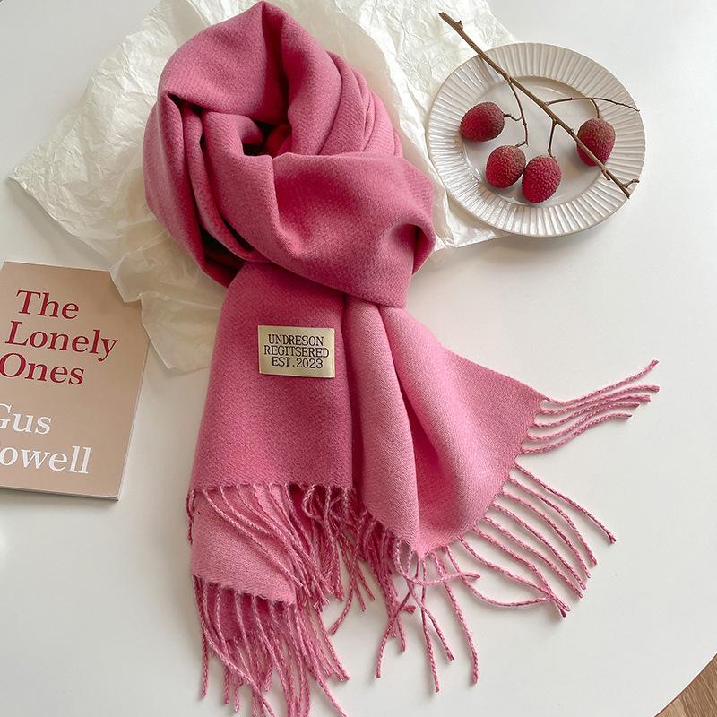 New Fashion Cashmere Scarf for Women Warm Winter Solid Color Double Sided Wraps Neckerchief Poncho Echarpe Pashmina Stoles