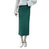 Women Knitting Skirt High Waist Back Slit Design Solid Color Midi Skirt Soft Breathable Thickened Warm Hip Wrapped Skirt
