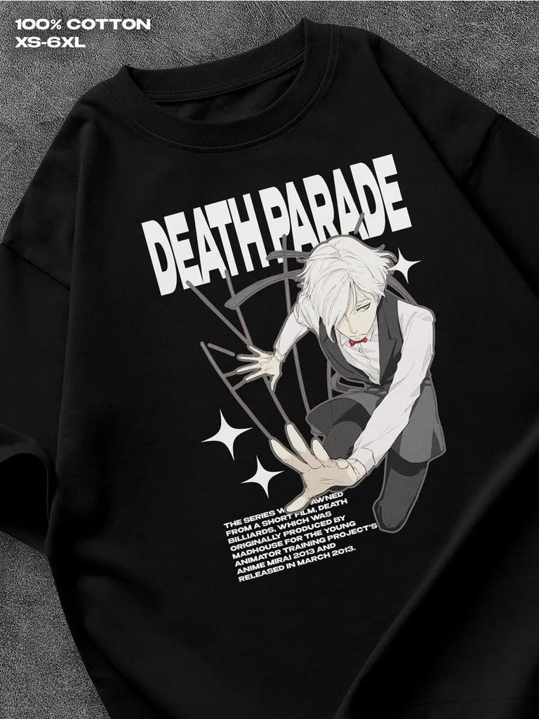 Черная футболка Parade of Death Мужская футболка Женские футболки с принтом букв Футболка с короткими рукавами Повседневная уличная футболка Топ