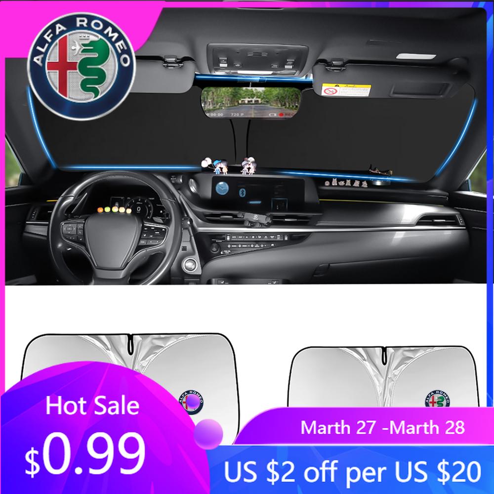 JVES4 For Alfa Romeo Car Windshield Snow Sun Shade Waterproof Protector Front Windscreen Cover Dual-purpose For Alfa Romeo Giulia Stel