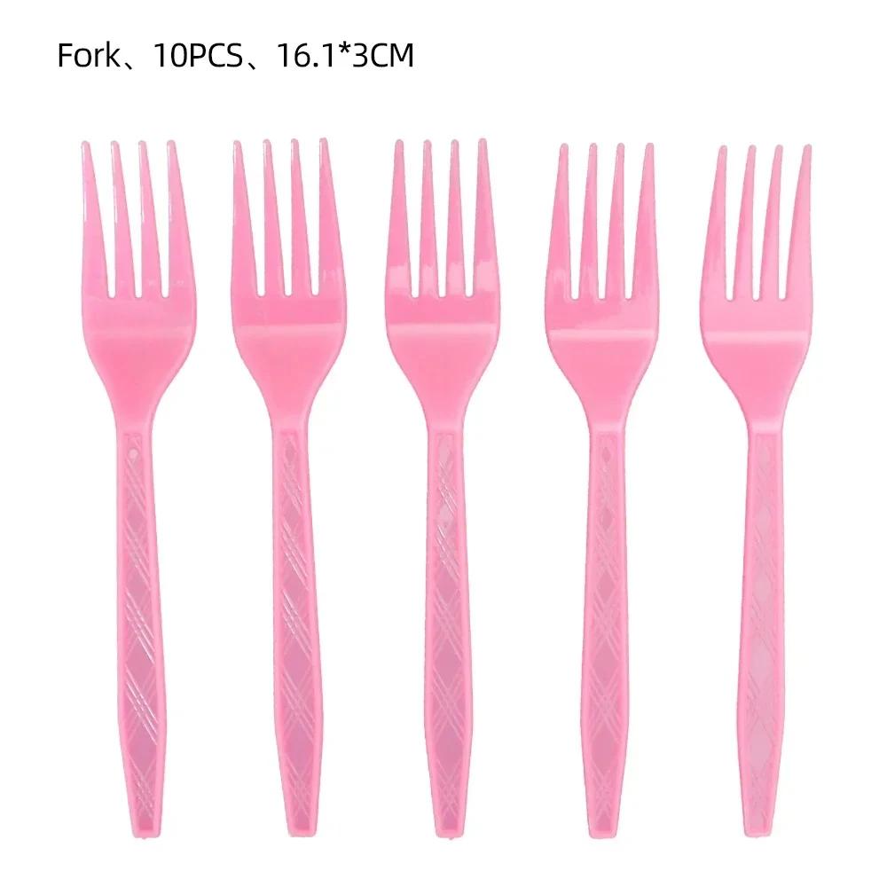 Cicimini Solid Color Tableware Knives Forks And Spoons Red Pink Purple  Black Green Yellow Wedding Birthday Disposable Tableware