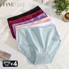 4PCS/SET Cotton Striped Women's Underwear Sexy High Waist Panties Solid Soft Briefs Female Breathable Stretch Lingerie