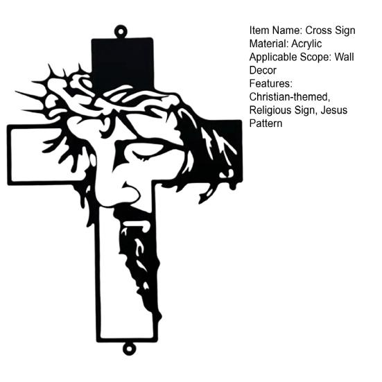 Jesus Cross Sign Acrylic Cross Sign Wall Decor Faith Cross Sign Crowned