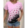 Summer V-neck 3D Floral Printed Top Fashionable Casual Short Sleeved Women's T-shirts