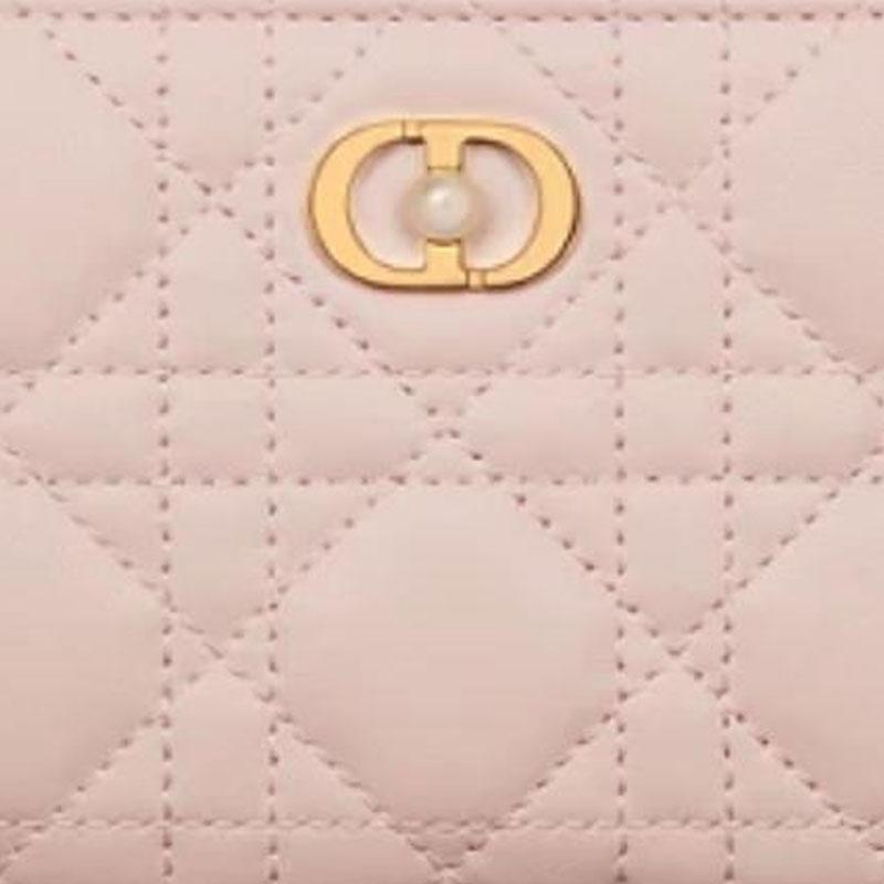 Dior Jolie Dahlia CD Logo Snap Closure Lambskin Wallet Women Wallet Light-Pink S3113UNJB-M413