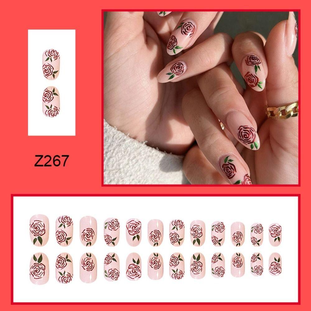 Long Almond False Nails FrenchGlitter Nail Tips Manicure Press on Nails  DIY