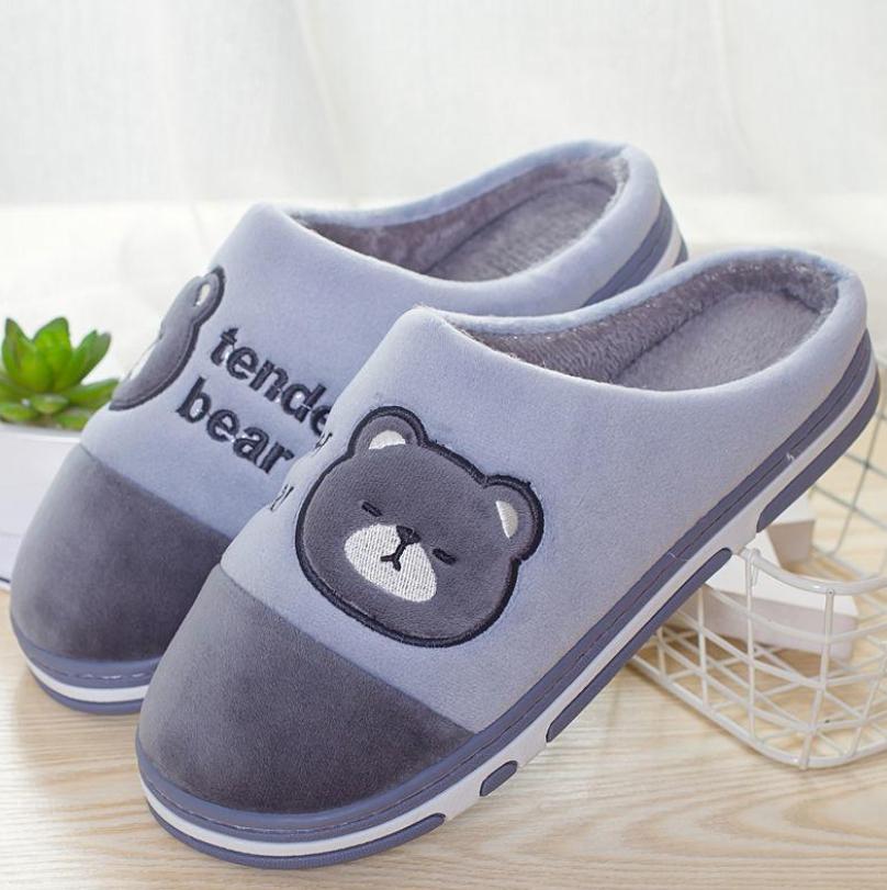 Зимние парные домашние тапочки с героями мультфильмов, утолщенные нескользящие тапочки, теплые домашние хлопковые тапочки