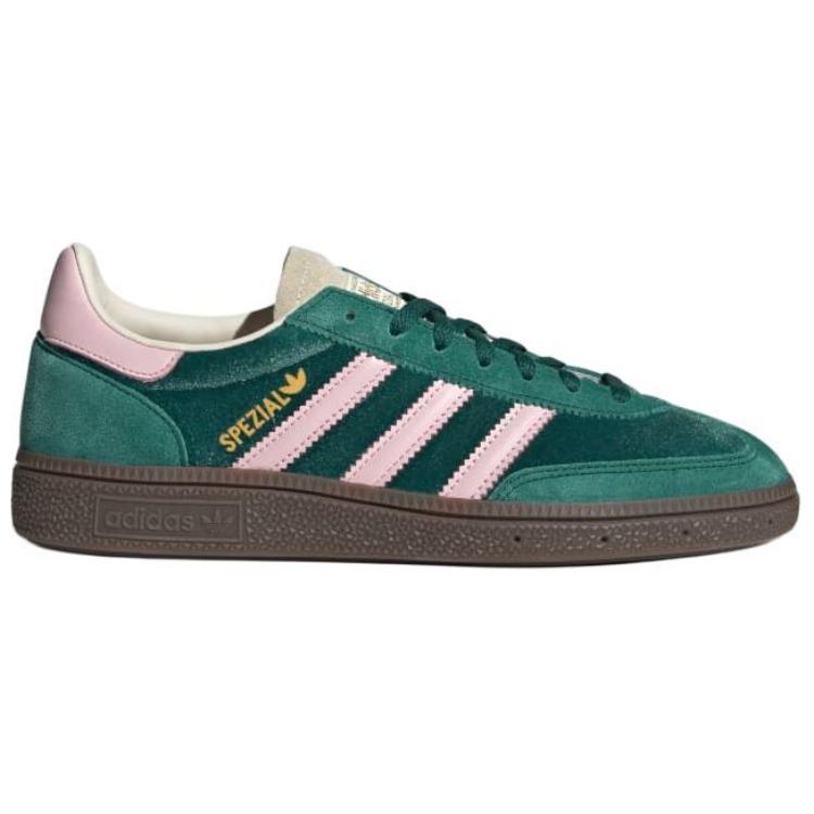 adidas Womens Handball Spezial 'Collegiate Green Pink Velvet' (women's sizes) Collegiate Green / Clear Pink / Cream White Skate Shoes JI2648