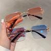 Luxury Brand Designer Vintage Rimless Square Sunglasses Women For Men Pink Sun Glasses Trend Punk Popular Metal Shades Uv400
