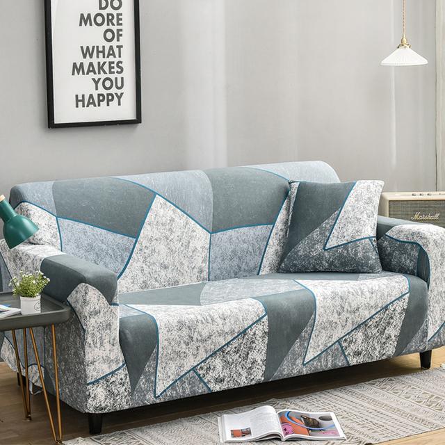 Elastic L-Shaped Sofa Cover Stretch Geometric Design Slipcover For Living Room Corner Couch Cover Durable Fabric