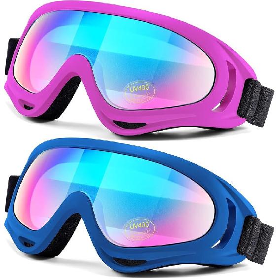 Motorcycle Goggles 2 Pack - ATV Dustproof Dirt Bike Goggles For Ski Racing Riding, Off Road Waterproof Motocross