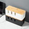 Storage Bin Household Cable Management Box with Wooden Lid Power Cord Case Power Wire Case Charger