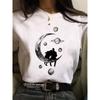 Women Moon Harajuku Funny 90s Girl T Shirt Cartoon Graphic Printed Black Ladies T-shirt Casual Woman Shirt Kawaii Tee Shirt