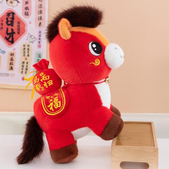 Кукла Лошадь Пони на Удачу Плюшевая Год Лошади Китайский Зодиак Плюшевая Фигурка Пони со Счастливым Значением