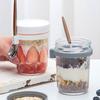 350 мл чашка для овса на ночь с ложкой и крышкой герметичный стеклянный контейнер для завтрака для овсянки, салата, йогурта, экологически чистая многоразовая чашка