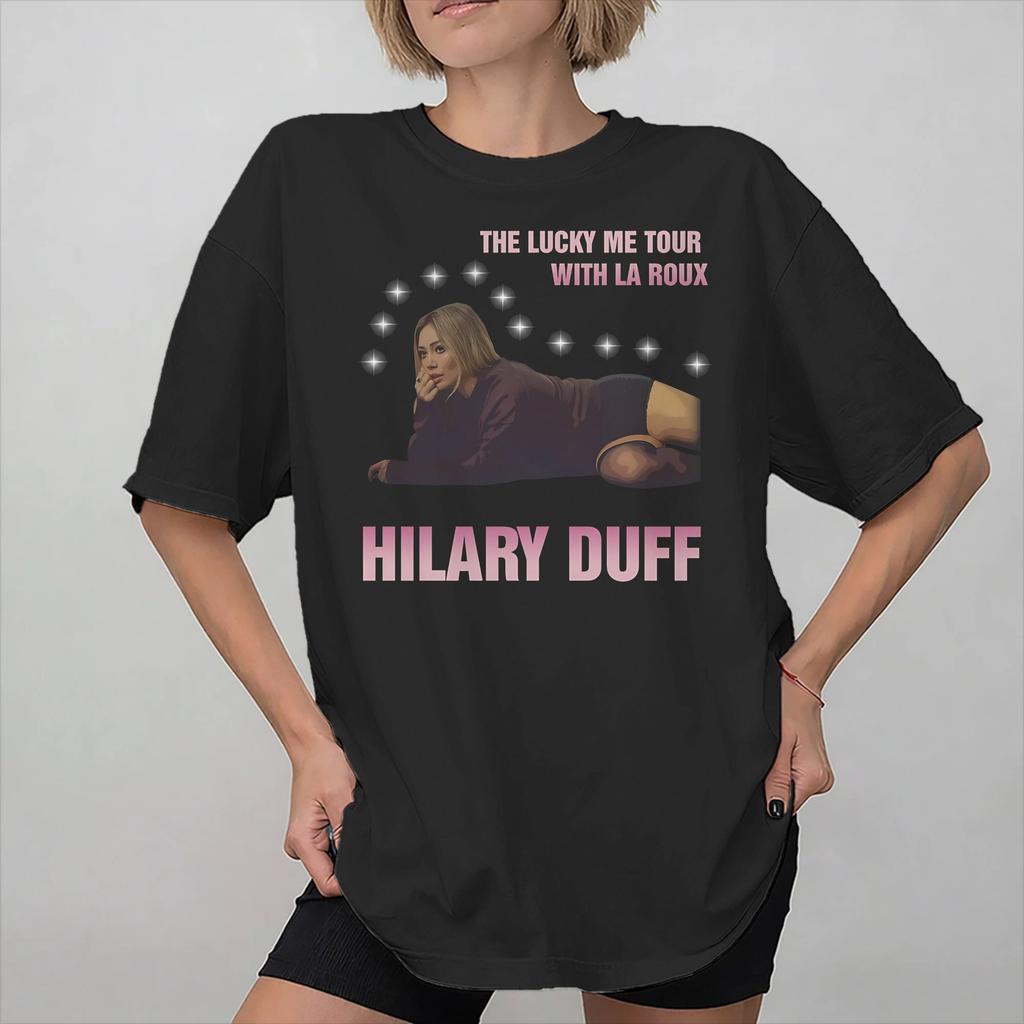 Футболка Hilary Duff The Lucky Me Tour для унисекс женщин с графическим принтом Хлопковая одежда