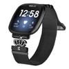 For Fitbit Versa 3/Fitbit Sense Milanese Band Magnetic Crown Clasp Stainless Steel Strap
