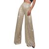 Women's Fashion Solid Color High Waist Sequin Side Zipper Draped Wide Leg Pants