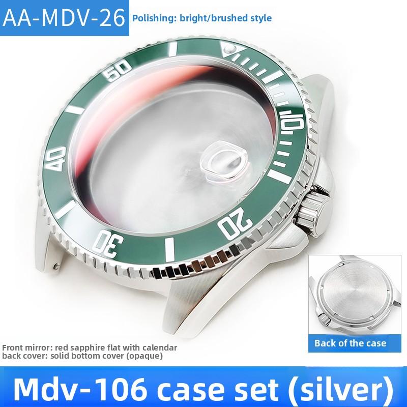 MDV106 metal Case film bezel bumper armor For Casio MDV-106 Stainless Steel Crown Caseback Sapphire Glass men Watch accessories