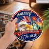 Двумерная плоская деревянная подвесная табличка к 250-летию Америки 1776-2026, Патриотическая круглая табличка с белоголовым орлом, Статуей Свободы и фейерверками, Независимость США