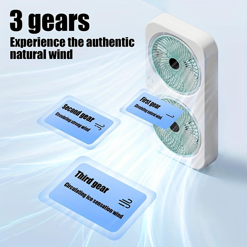Double Head USB Fan Portable Desktop Fan, 360° Rotatable Blades, Adjustable Hanging and Standing Modes, 3-Speed Control,Rechargeable Personal Mini Fan