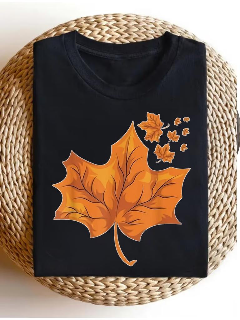 Forest Botanical Thanksgiving Autumn Leaves Nature Fall T-Shirt Same Style for Men And Women Summer Short-Sleeved Printe