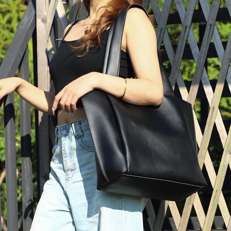 Вместительная сумка из мягкой кожи женская осенняя простая и универсальная на плечо стиль высокая текстура сумка-тоут сумка для покупок