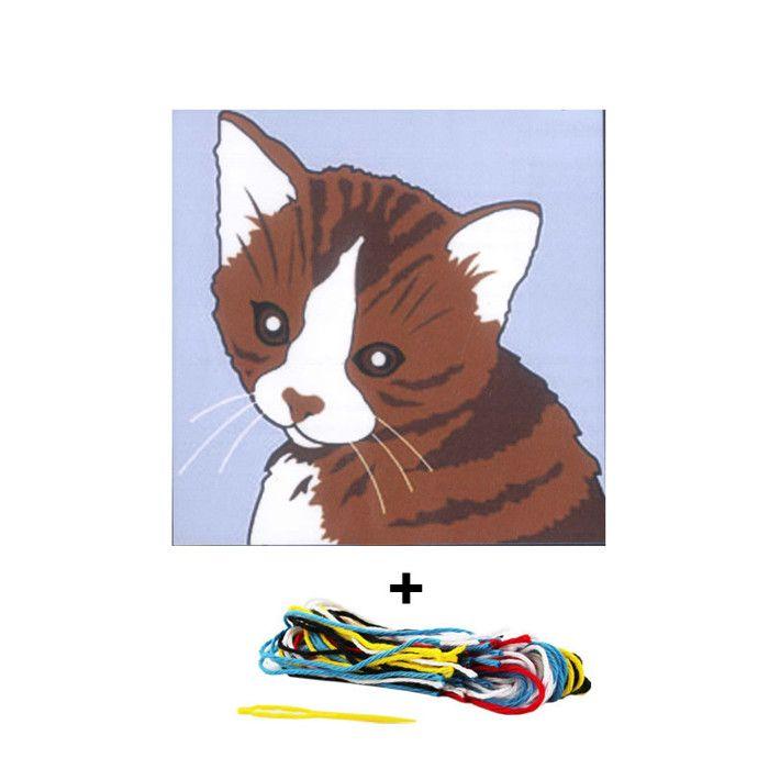 Набор канвы - Seg - Судан - Белый - 20x20см - Напечатанный крупный крестик Кот