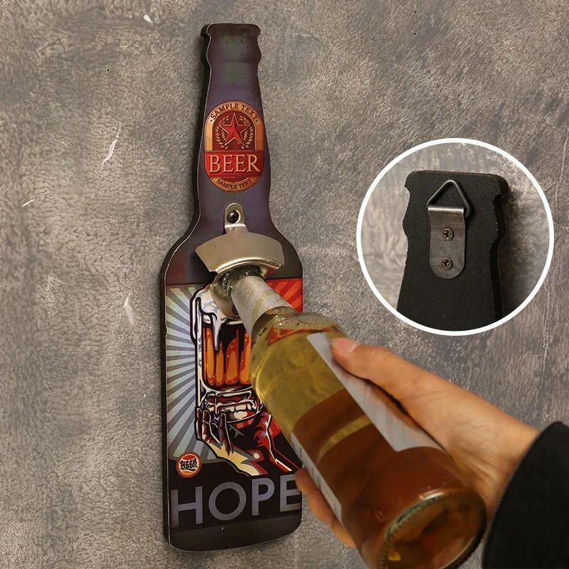 1pcs Creative Bottle Opener Restaurant Wall Decoration Restaurant Bar Barbecue Shop Wall Pendant Personalized Bottle Opener
