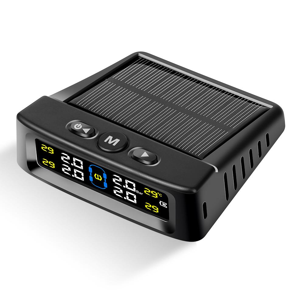 Система контроля давления в шинах автомобиля на солнечных батареях TPMS, безопасность давления в шинах, цветной цифровой дисплей, 4 внешних датчика, предупреждение о температуре и давлении в шинах