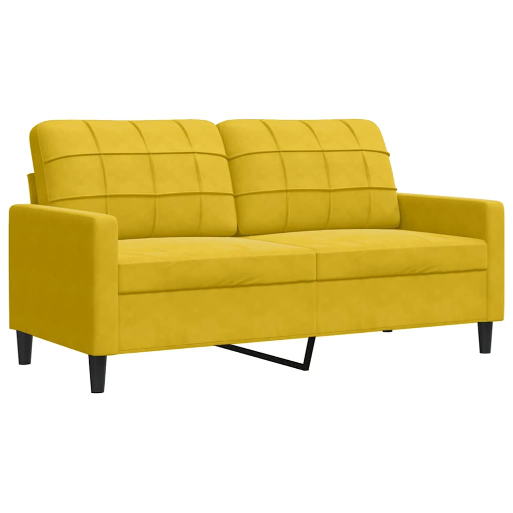 4 Piece Sofa Set with Cushions and Neck Rolls Yellow Velvet