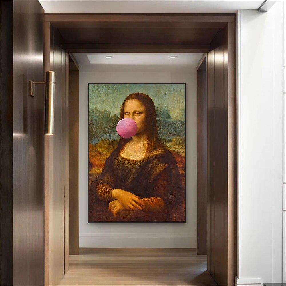 Винтажная портретная картина маслом с принтом, постер, картина маслом, угрюмый Ренессанс, художественные принты, забавная Мона Лиза, холст, картина, декор для комнаты