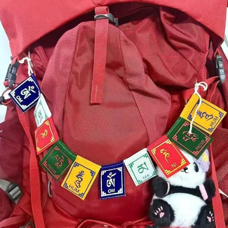 Tibetan Prayer Flags Small Backpacks Decors Colorful Buddhist Blessing Ornament Suitable for Hiking Camping Travel Present