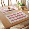New cotton and linen rope placemat, festival placemat, woven color matching striped fringed bowl mat, spot.
