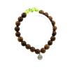 Stones and Minerals. Myanmar Peridot Bracelet (Burma) + 8 Mm Wooden Beads. Made In France.