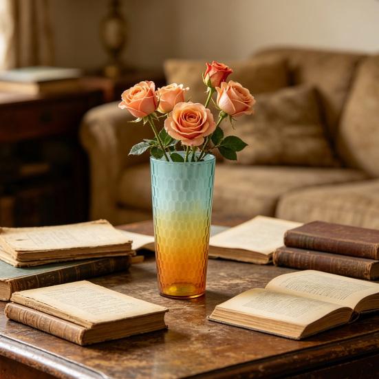 Clear Flower Vase for Centerpiece Thickened Plastic Modern Vase Gradient Color