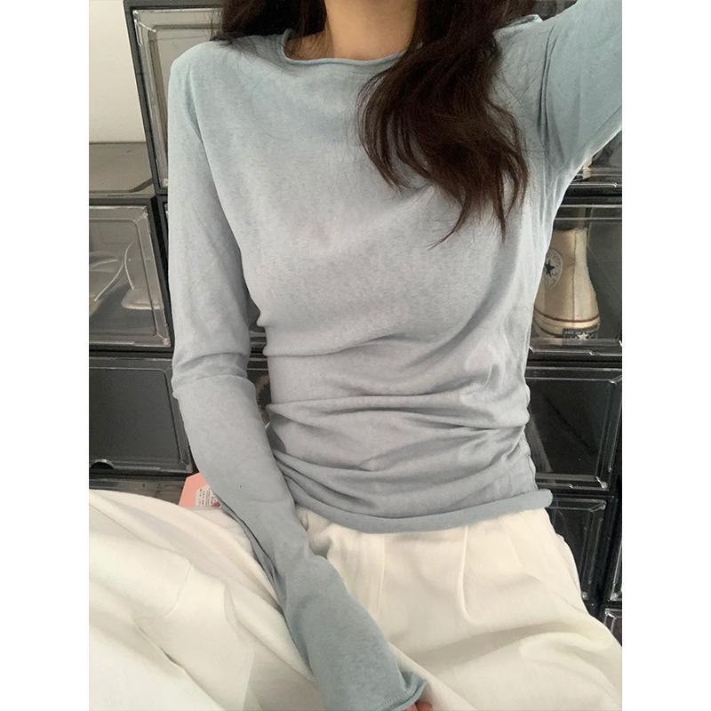 Приталенный кардиган с защитой от солнца для женщин - Ранневесенний с закатанным краем, повседневный, минималистичный топ с длинным рукавом