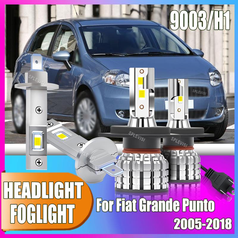 12v 120w 80w LED Headlight Foglight For Fiat Grande Punto 2005 2006 2007 2008 2009 2010 2011 2012 2013 2014 2015 2016 2017 2018