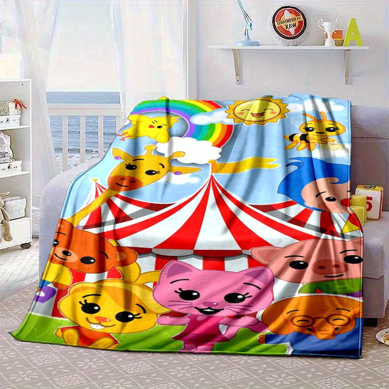 Happy Plim Friends Blanket Flannel Blanket for bed, sofa, Camping, Hiking, Picnic Essentials, gift for family Fan gifts