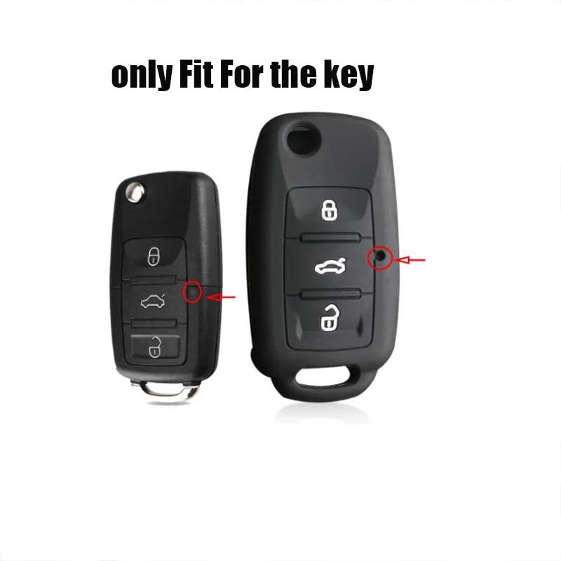 uwhxm4 Silicone Car Key Case Cover for VW Volkswagen Passat B5 Polo T4 Golf 4 for Seat Leon 1 Altea Ateca for Skoda Octavia A5 Keychain
