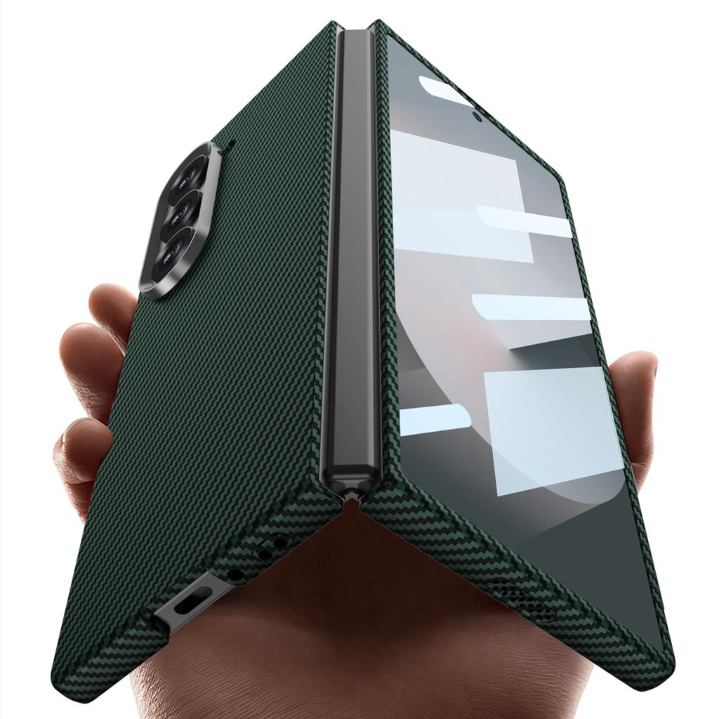 GKK Luxury Business Carbon Matte Fibre Texture складной кожаный чехол для Samsung Galaxy Z Fold6 Anti Peek Screen Glass пластиковый противоударный защитный чехол
