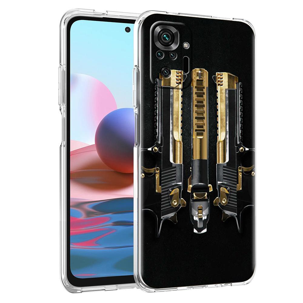 Прозрачный чехол для телефона с изображением пистолета и пуль для Redmi 10c Note 11 11T 8A 9A 9C 8 9 10 K40 Plus 12 Pro 4G Мягкая защитная крышка Capas